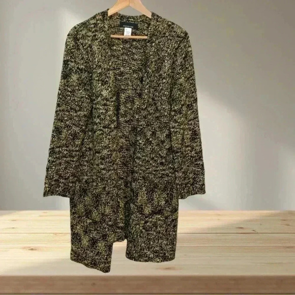 Black and Gold Long Knit Cardigan  Sweater by Jones New York - Picture 1 of 11